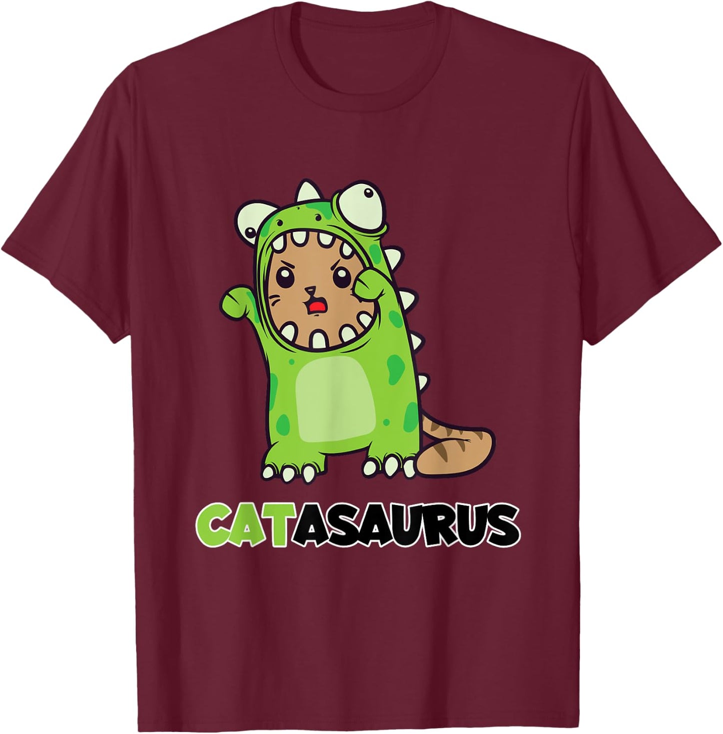 Funny Catasaurus Cat Dino Costume Dinosaur Gift T-Shirt - T-Shirt | Maroon