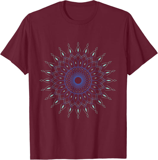 Spiritual Yoga Sacred Geometry Hindu Pilates Yogi Mandala T-Shirt - T-Shirt | Maroon