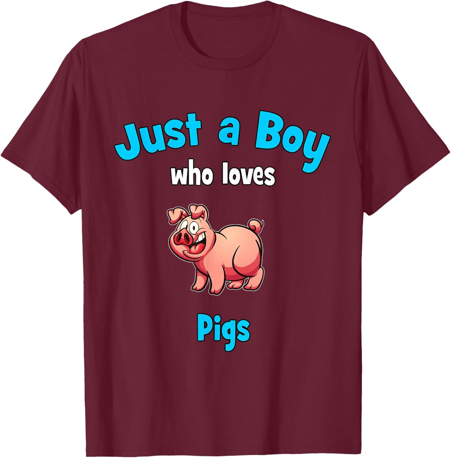 Pig Shirt for Boys | Children's Pig T-Shirt - T-Shirt | Maroon
