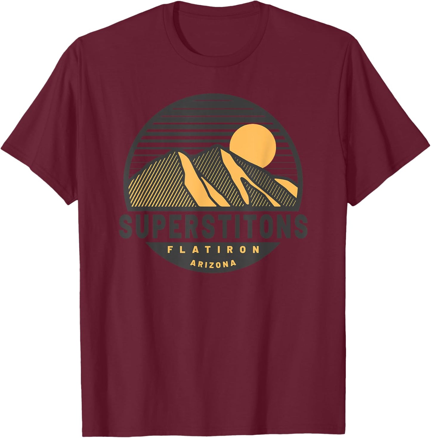 Arizona Retro SUPERSTITIONS MOUNTAIN Range T-Shirt - T-Shirt | Maroon