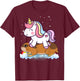 Unicorn Riding Lemming Boys Girls Men Women Kids Rainbow T-Shirt - T-Shirt | Maroon