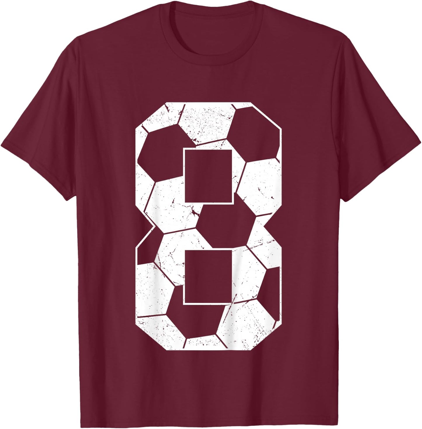 Kids 8th Birthday Boy Soccer Player Football 8 Years Old T-Shirt - T-Shirt | Maroon