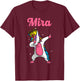 MIRA Name Personalized Birthday Dabbing Unicorn Queen T-Shirt - T-Shirt | Maroon