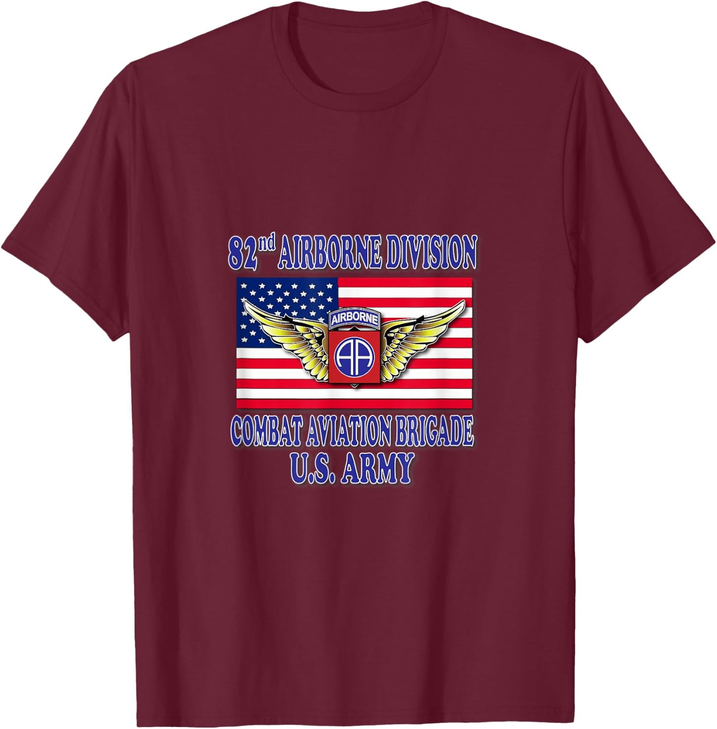 82nd Airborne Combat Aviation Brigade (Front Design) T-Shirt - T-Shirt | Maroon