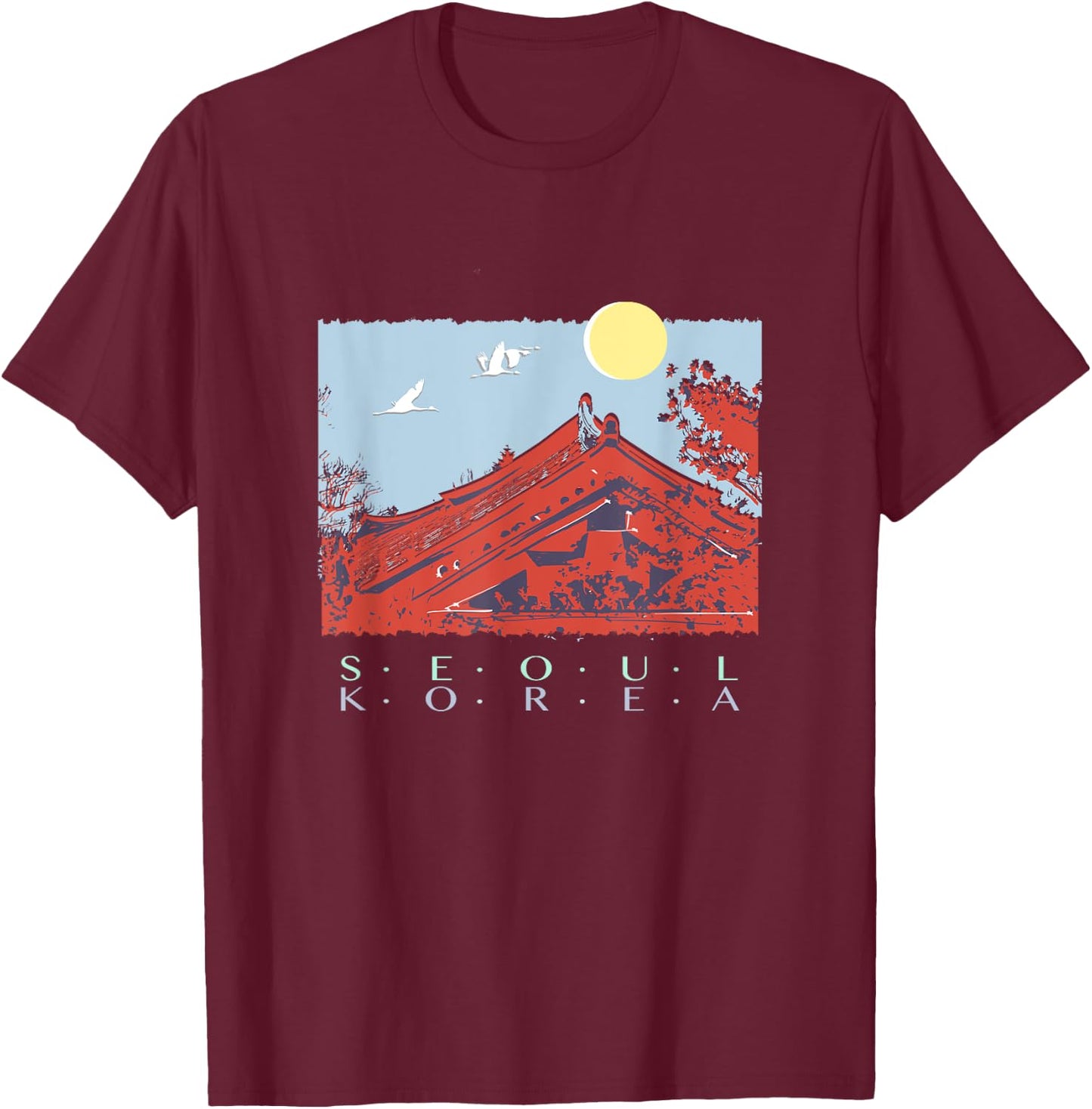 SEOUL, KOREA, Series of Design Seoul, Over the Moon T-Shirt - T-Shirt | Maroon