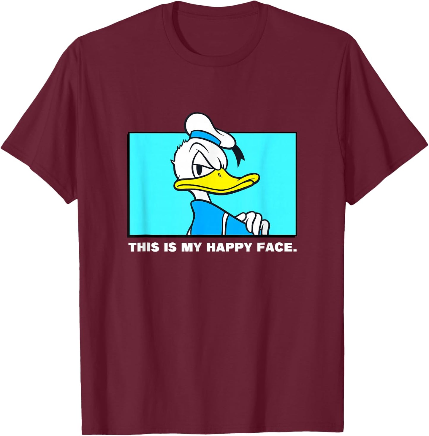 Disney Mickey and Friends Donald This is My Happy Face Angry T-Shirt - T-Shirt | Maroon