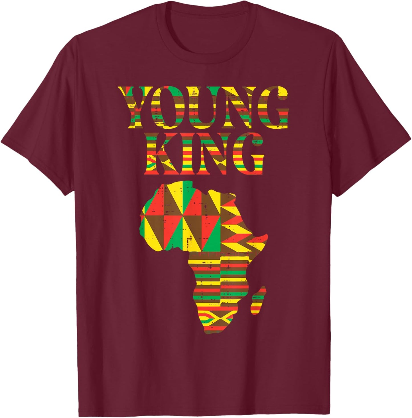 Black History Young King African Map Boys Kids Youth Men T-Shirt - T-Shirt | Maroon