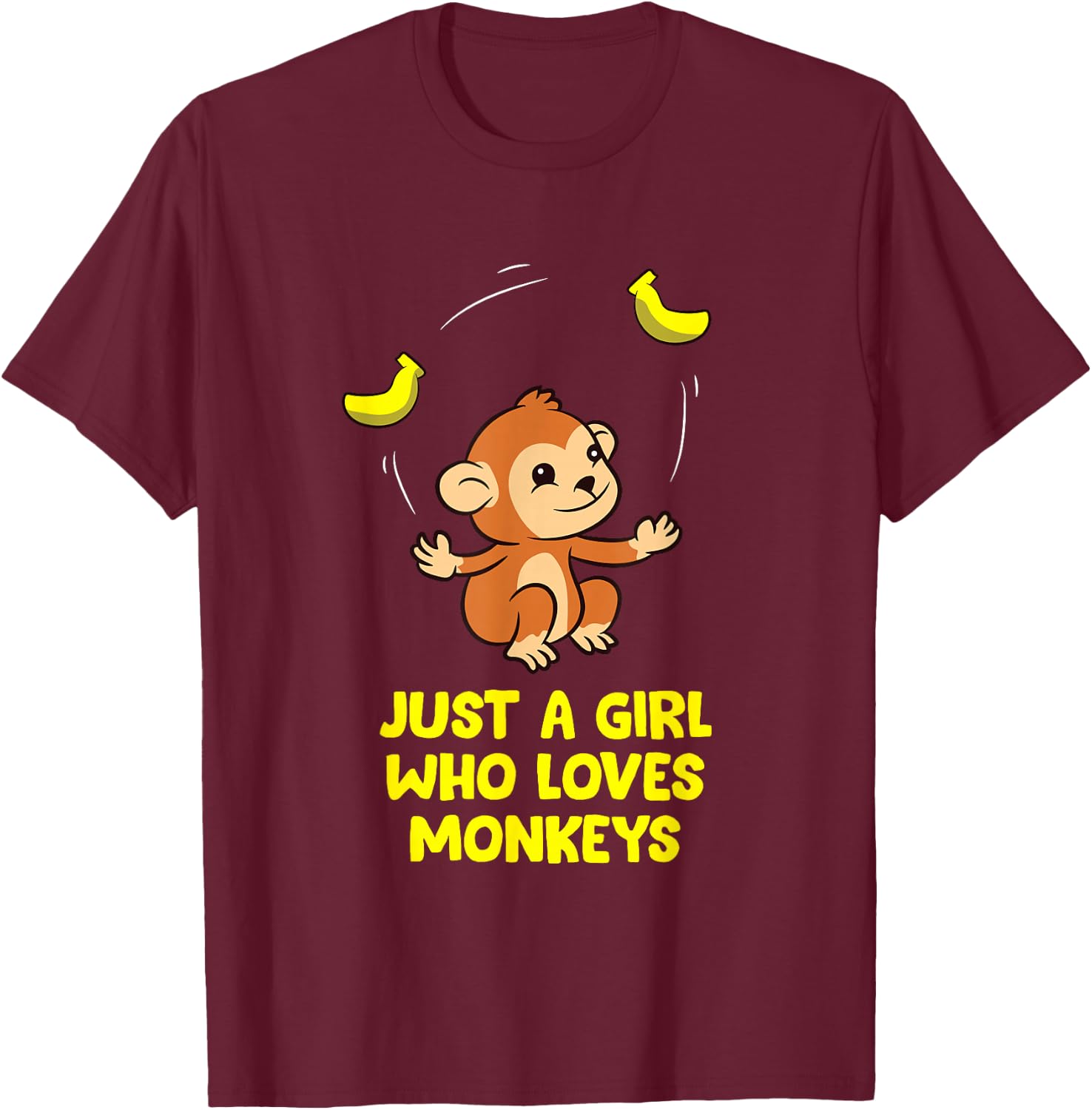 Monkey Lover Gift Just a Girl Who Loves Monkeys T-Shirt - T-Shirt | Maroon