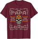 Biker Papa The Man Myth Legend Skull Fathers Day Dad Daddy T-Shirt - T-Shirt | Maroon