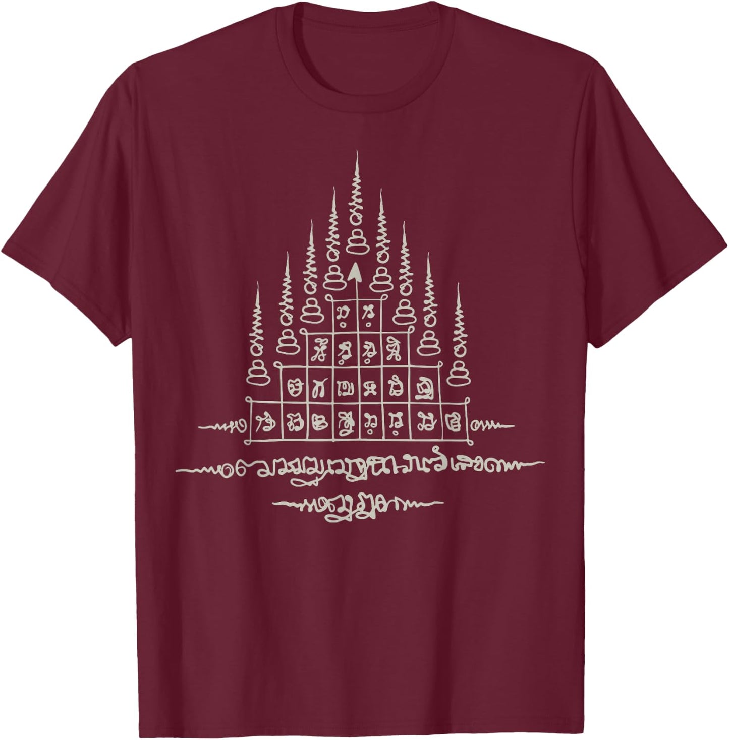 Sak Yant Thai Tattoo Gao Yord 9 Tips Master Yant Gift T-Shirt - T-Shirt | Maroon