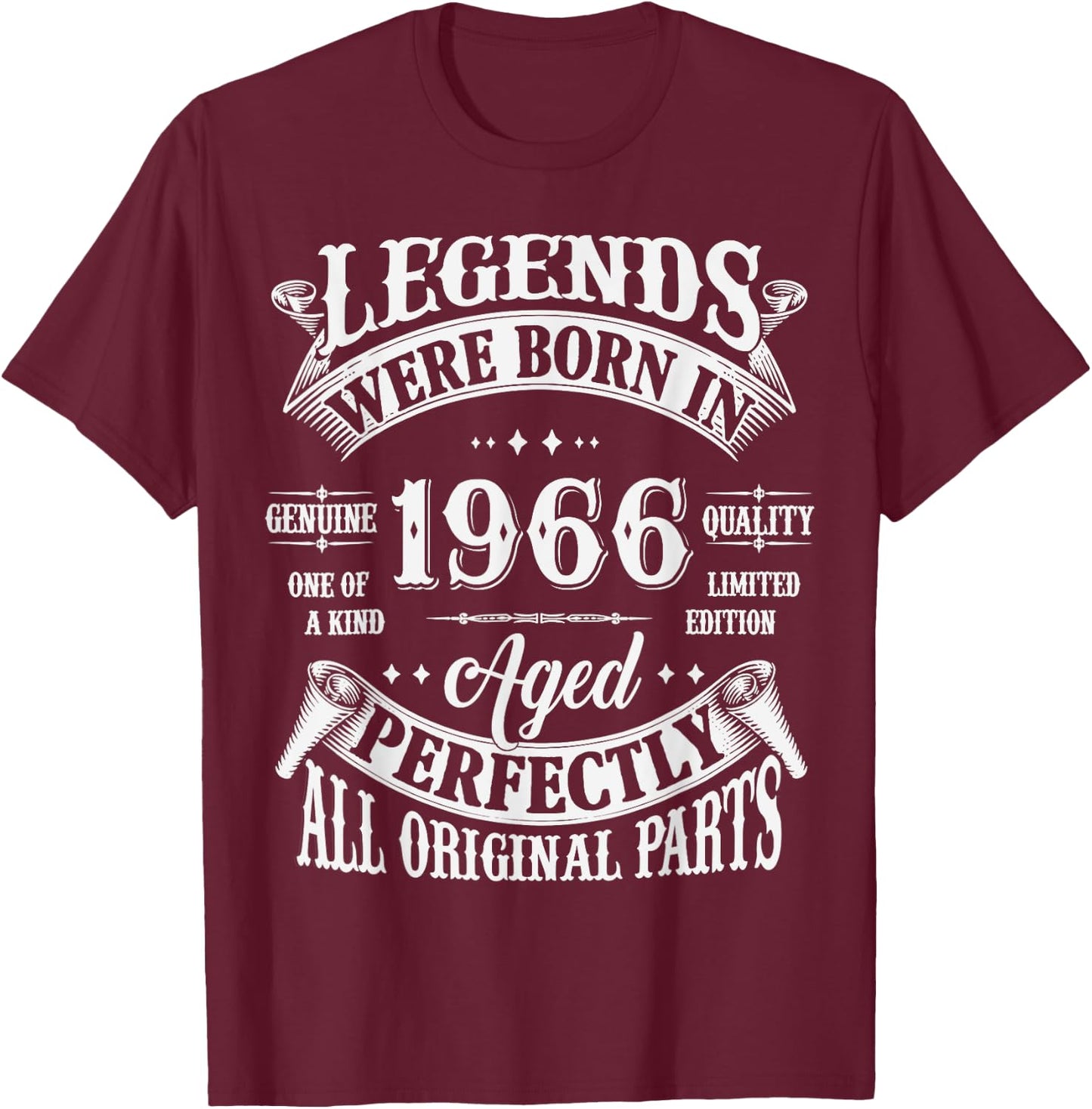 59th Birthday 59 Years Old Vintage Legends Born In 1966 T-Shirt - T-Shirt | Maroon
