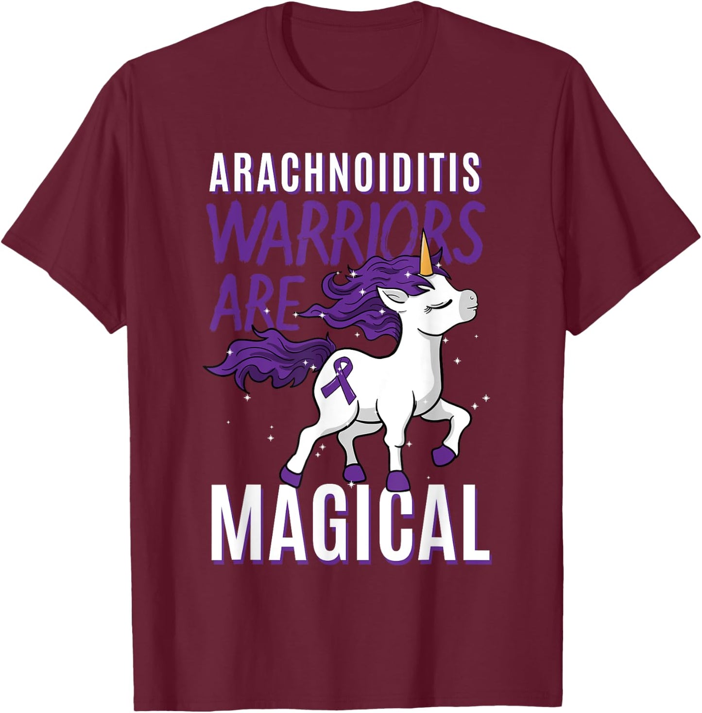 Arachnoiditis Arachnoid Chronic Disorder Warrior Unicorn T-Shirt - T-Shirt | Maroon
