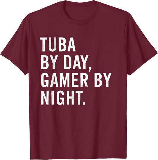 Funny Tuba Musician Typography Gifts - - Black - Small - Short Sleeve - Modern - Night - Classic Fit - Polyester 100% T-Shirt - T-Shirt | Maroon