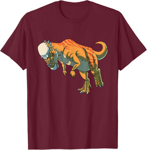 Realistic Pachycephalosaurus Dinosaur Prehistoric Art T-Shirt - T-Shirt | Maroon