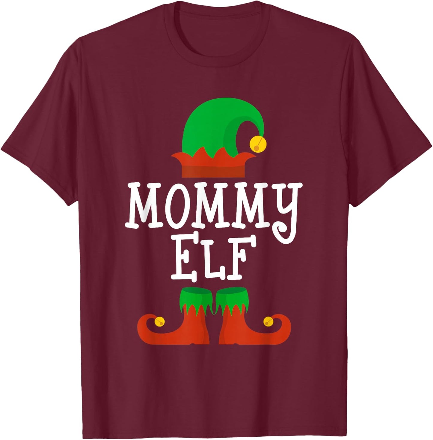 Family I'm The Mommy Elf Christmas Matching Pajama Funny T-Shirt - T-Shirt | Maroon