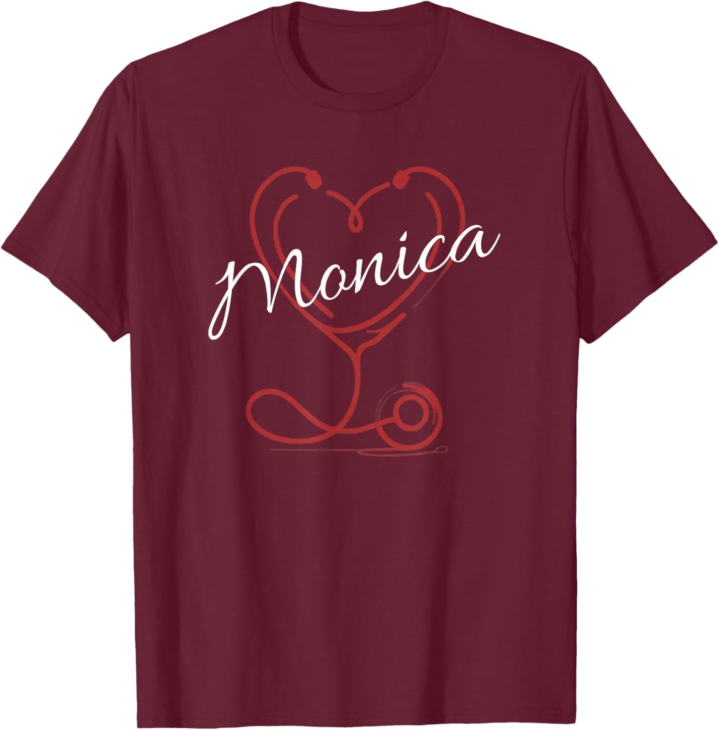 MONICA Nurse Gift Cute Doctor Designer Personalized Nurse T-Shirt - T-Shirt | Maroon