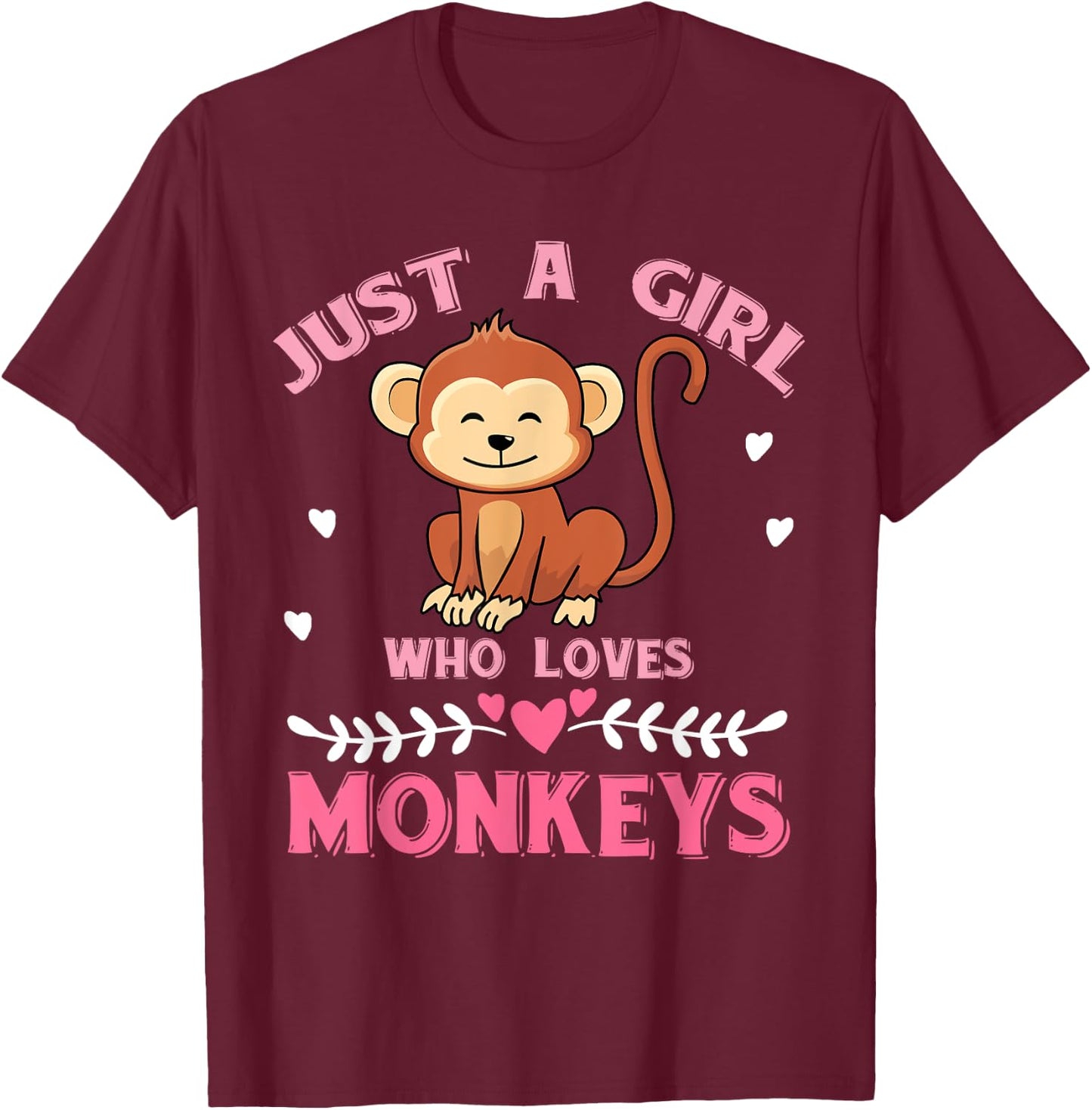 Just A Girl Who Loves Monkeys Monkey T-Shirt - T-Shirt | Maroon