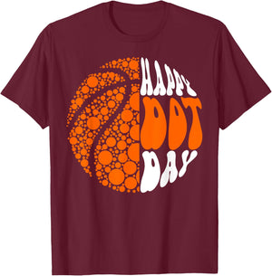 Retro Groovy Basketball Ball Polka Dots Happy Dot Day Boy T-Shirt - T-Shirt | Maroon