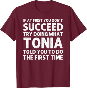TONIA Name Personalized Birthday Funny Christmas Joke T-Shirt - T-Shirt | Maroon