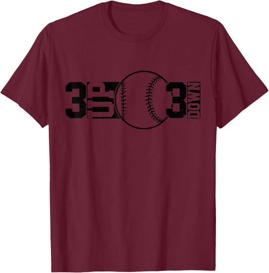 3 up 3 down baseball fan funny Gift T-Shirt - T-Shirt | Maroon