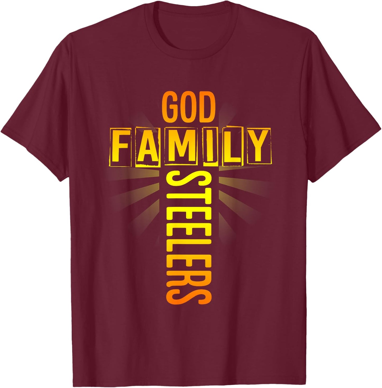 Shirt God Family Steeler T-Shirt - T-Shirt | Maroon
