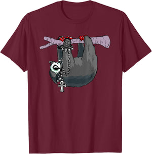 Funny Goth Sloth T-Shirt - T-Shirt | Maroon
