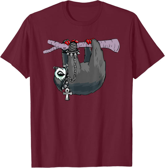 Funny Goth Sloth T-Shirt - T-Shirt | Maroon