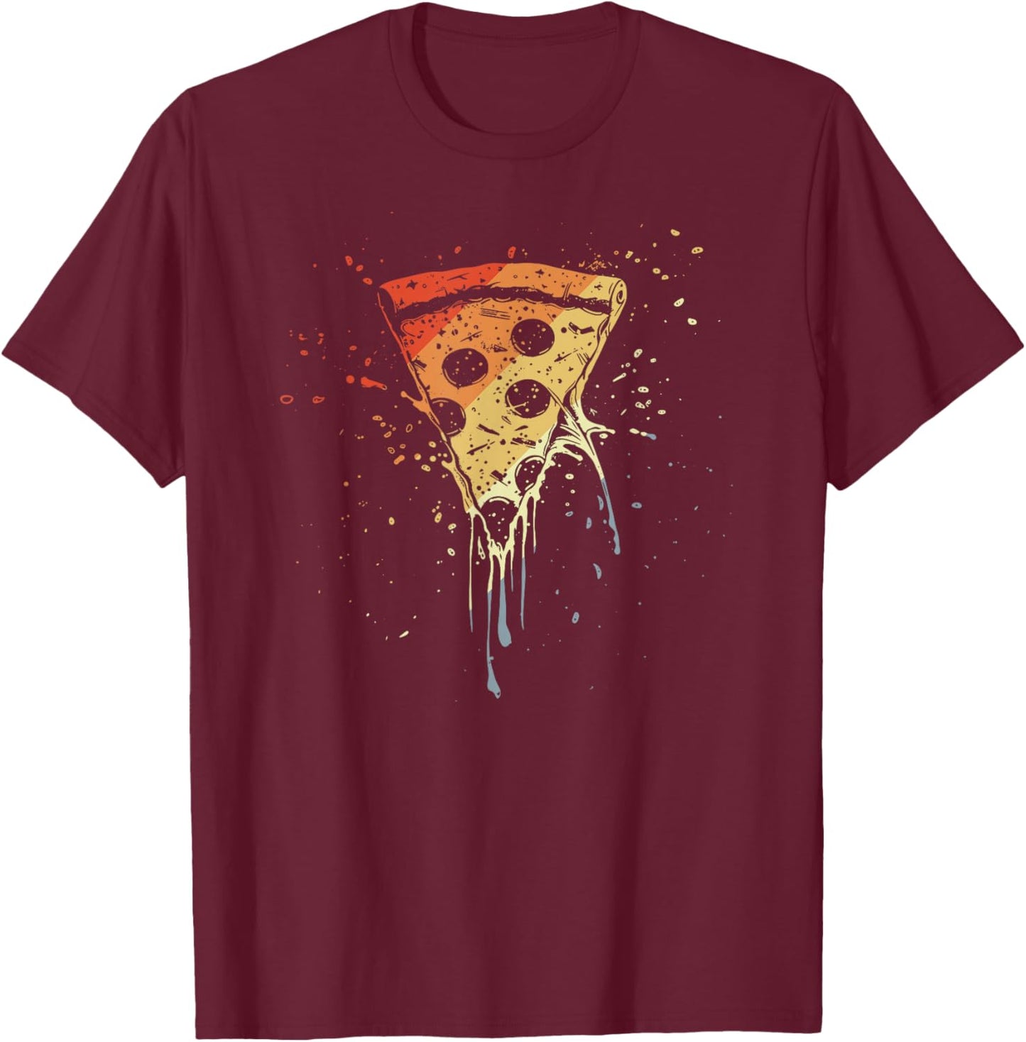 Vintage Pizza Slice Sketch Pizzeria T-Shirt - T-Shirt | Maroon