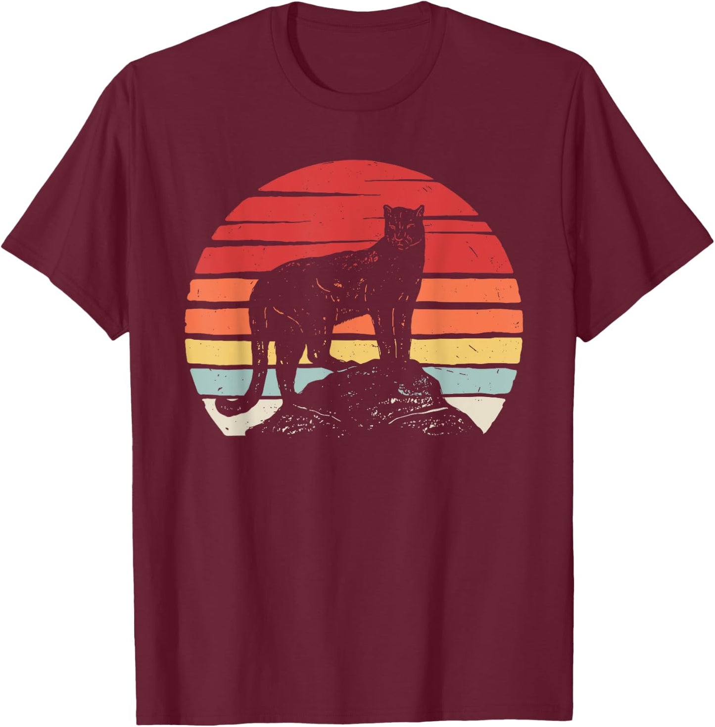 Vintage Retro Cougar T-Shirt - T-Shirt | Maroon