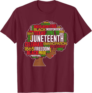 Juneteenth Word Cloud Black Freedom Black History Month T-Shirt - T-Shirt | Maroon