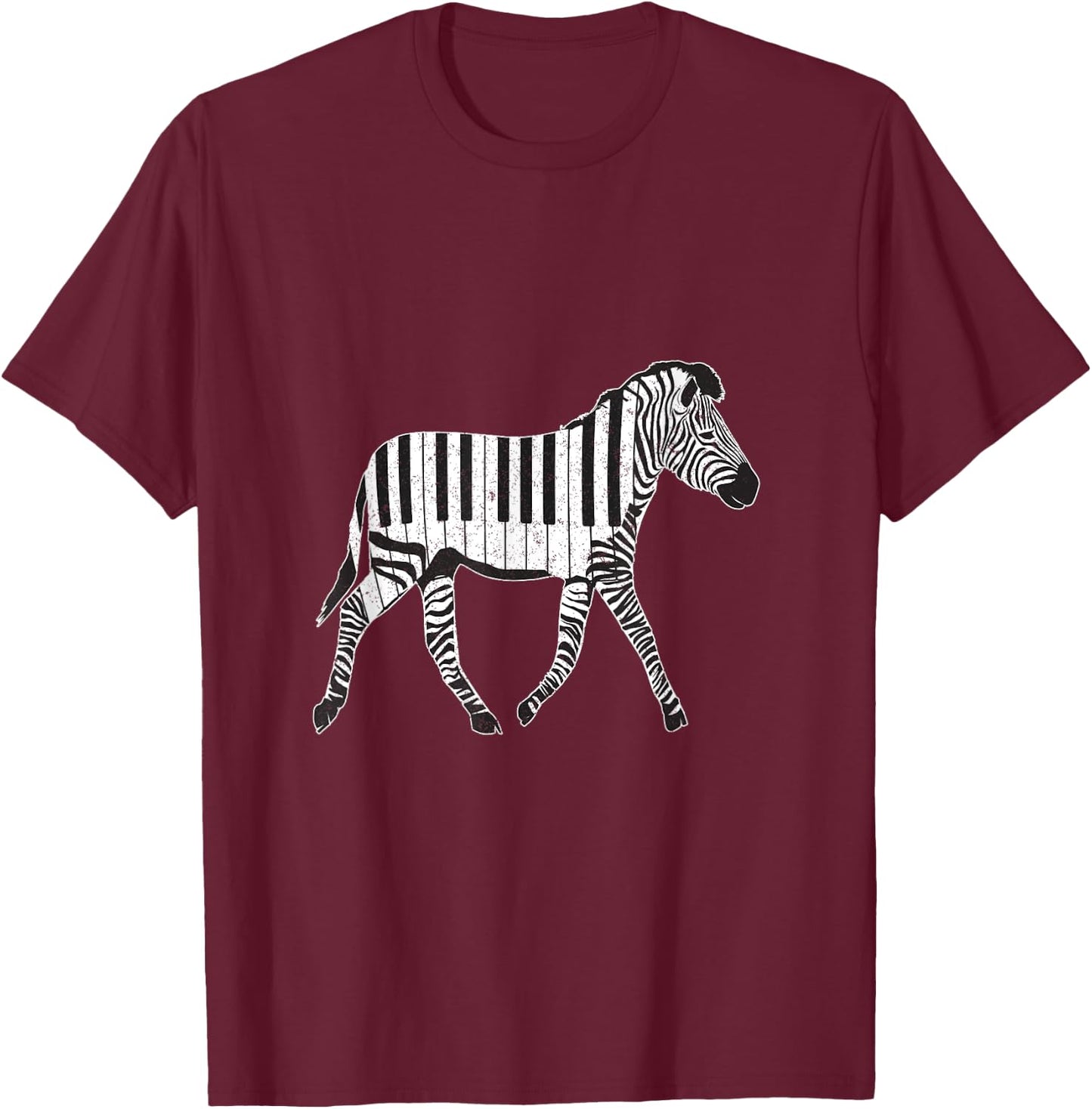 Zebra Horse Piano Sheet Music Keyboard Piano Music Gift T-Shirt - T-Shirt | Maroon