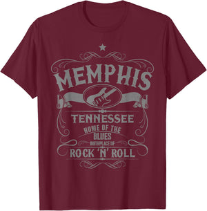 Memphis Tennessee Blues Country Music USA Vintage Souvenir T-Shirt - T-Shirt | Maroon