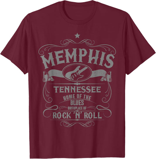 Memphis Tennessee Blues Country Music USA Vintage Souvenir T-Shirt - T-Shirt | Maroon