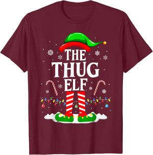 The Thug Elf Xmas Funny Matching Family Group Christmas T-Shirt - T-Shirt | Maroon