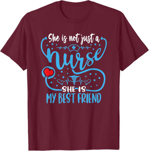 My Best Friend Is A Nurse Proud Nurse's Friend RN LPN Buddy T-Shirt - T-Shirt | Maroon