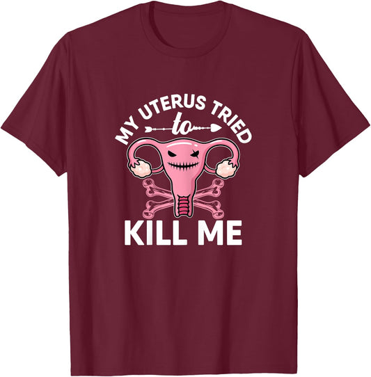 Uterus Hysterectomy Surgery Recovery Co Women's Black X-Small Modern Novelty T-Shirt - T-Shirt | Maroon