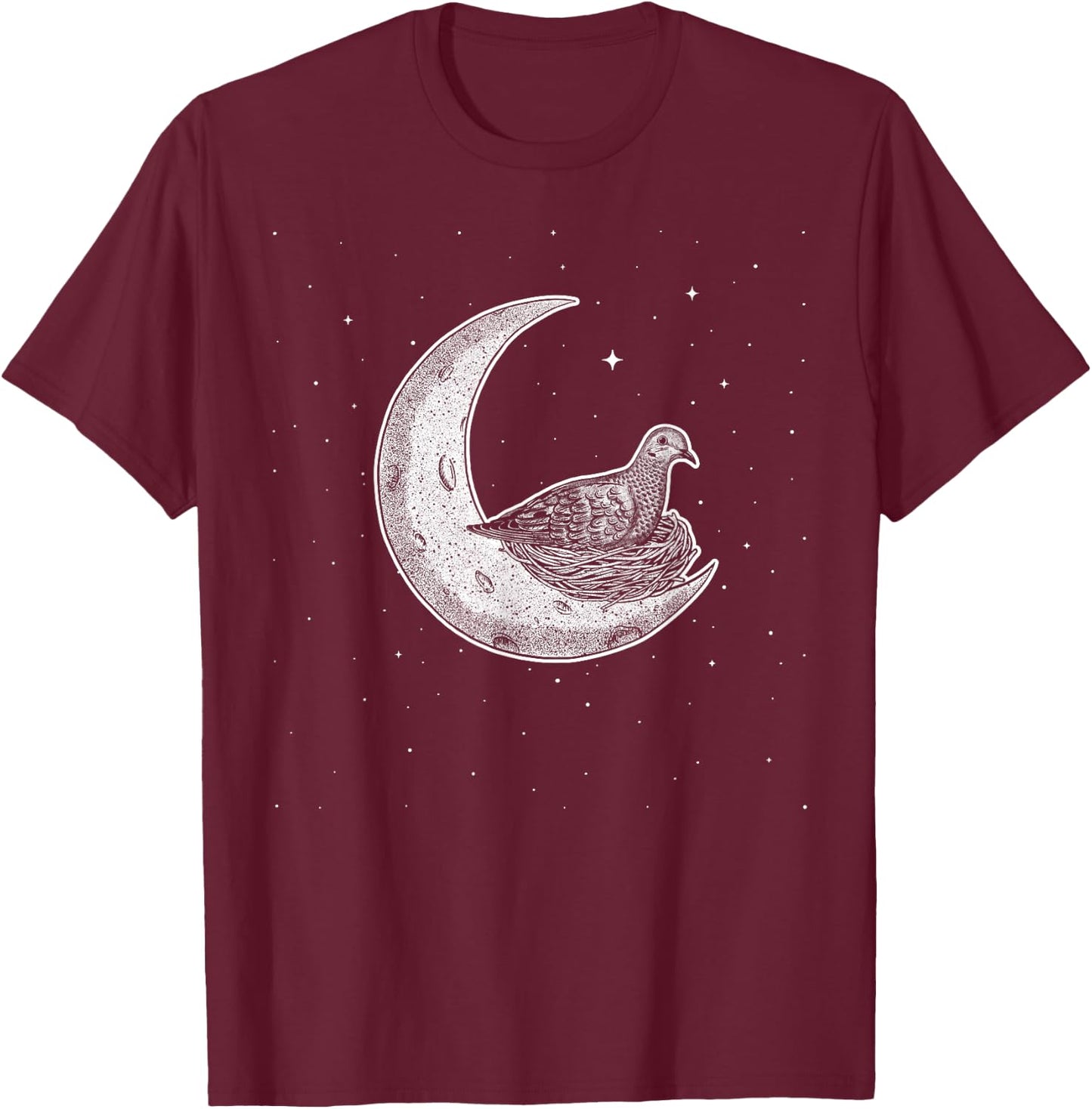 Mourning Dove in Crescent Moon T-Shirt - T-Shirt | Maroon