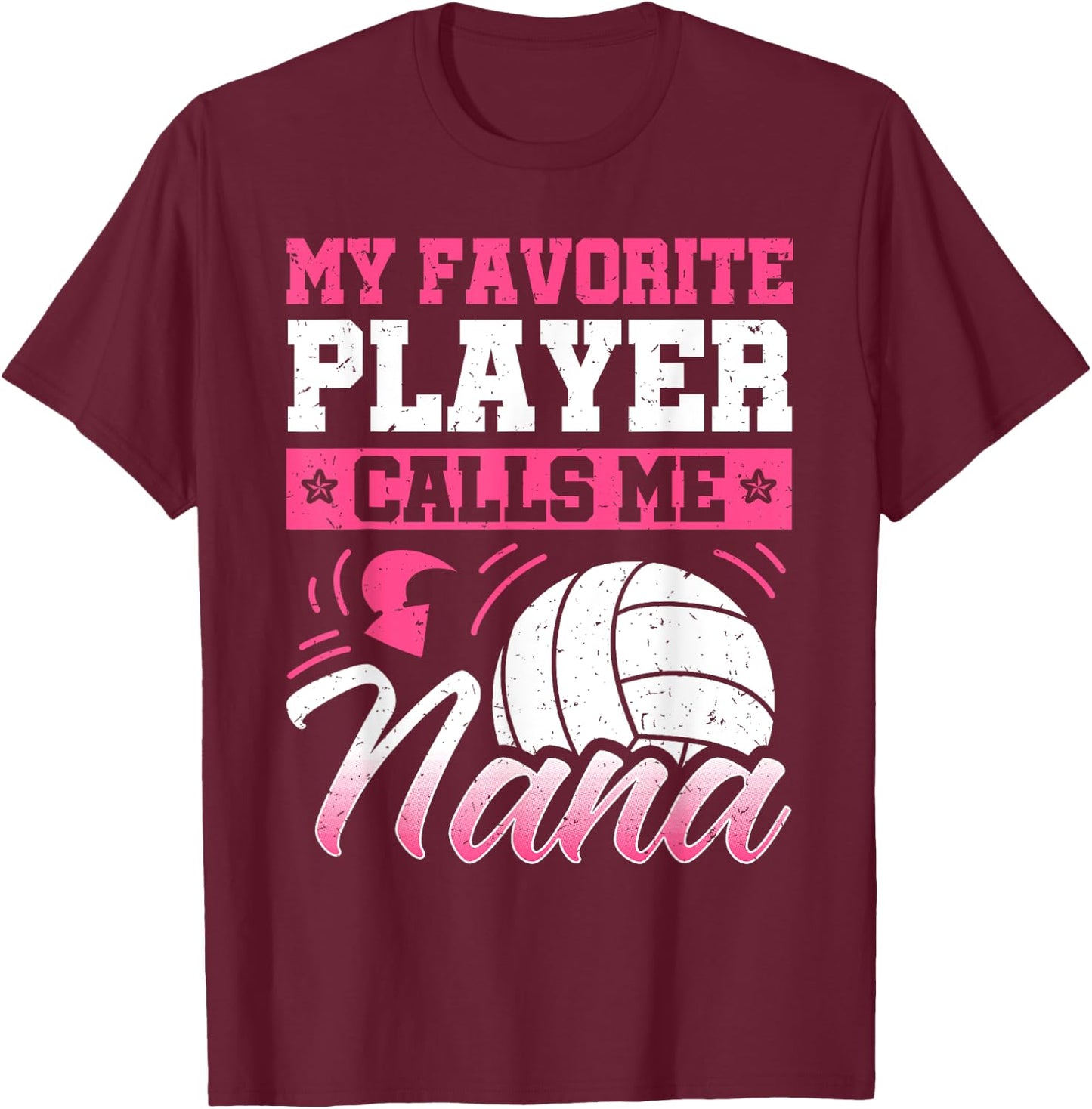 Nana Volleyball Fan Player Grandmother Team Sport Spiker T-Shirt - T-Shirt | Maroon