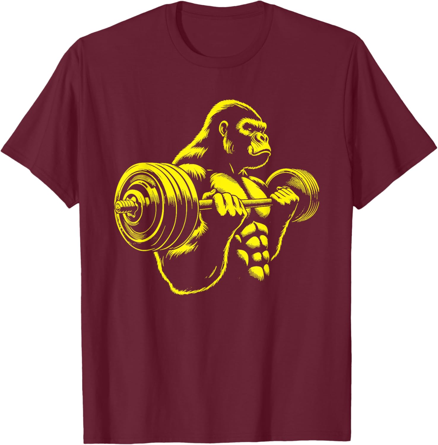 Gorilla Monkey Gym Weight Lifting Bodybuilding Workout T-Shirt - T-Shirt | Maroon