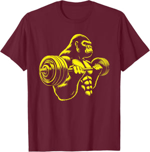 Gorilla Monkey Gym Weight Lifting Bodybuilding Workout T-Shirt - T-Shirt | Maroon
