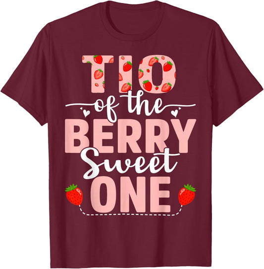 Tio Of The Berry Sweet One Birthday Strawberry Tio T-Shirt - T-Shirt | Maroon