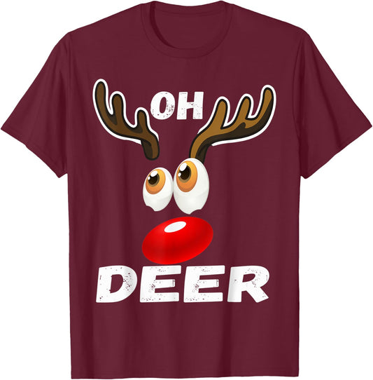 Oh Deer! Christmas Cool Deer Funny Humor Pajama Gifts T-Shirt - T-Shirt | Maroon