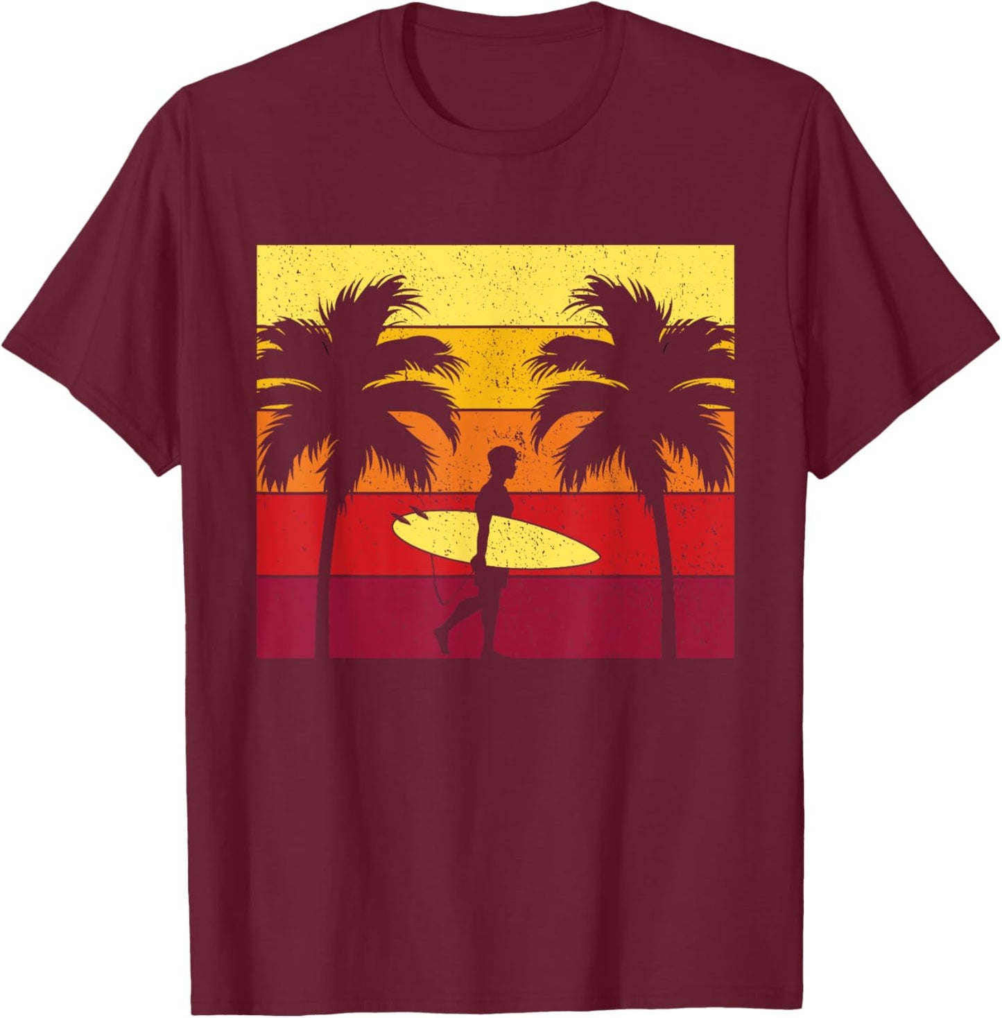 Surfboard Surfing Ride Big Wave Shore Surf Beach Surfer Gift Men Women Kids T-Shirt - T-Shirt | Maroon