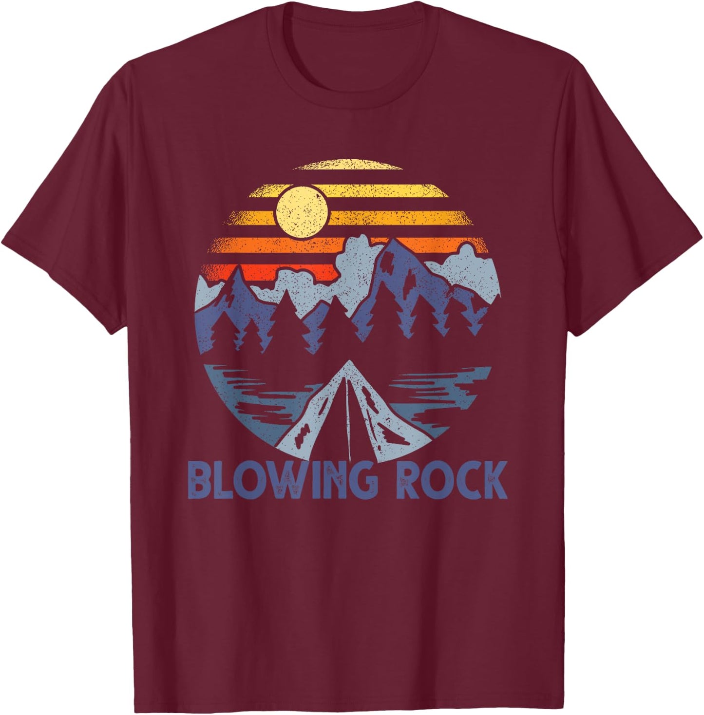 Blowing Rock, North Carolina Blue Ridge Mountains Camping T-Shirt - T-Shirt | Maroon