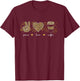 Peace Love Coffee Funny Leopard Pattern Coffee Lover T-Shirt - T-Shirt | Maroon