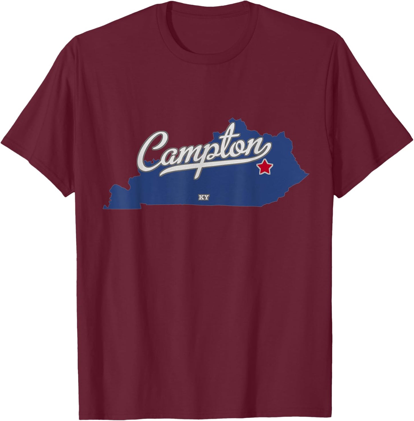 Campton Kentucky KY Map T-Shirt - T-Shirt | Maroon