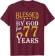 Vintage Blessed by God for 77 years Happy 77th Birthday T-Shirt - T-Shirt | Maroon