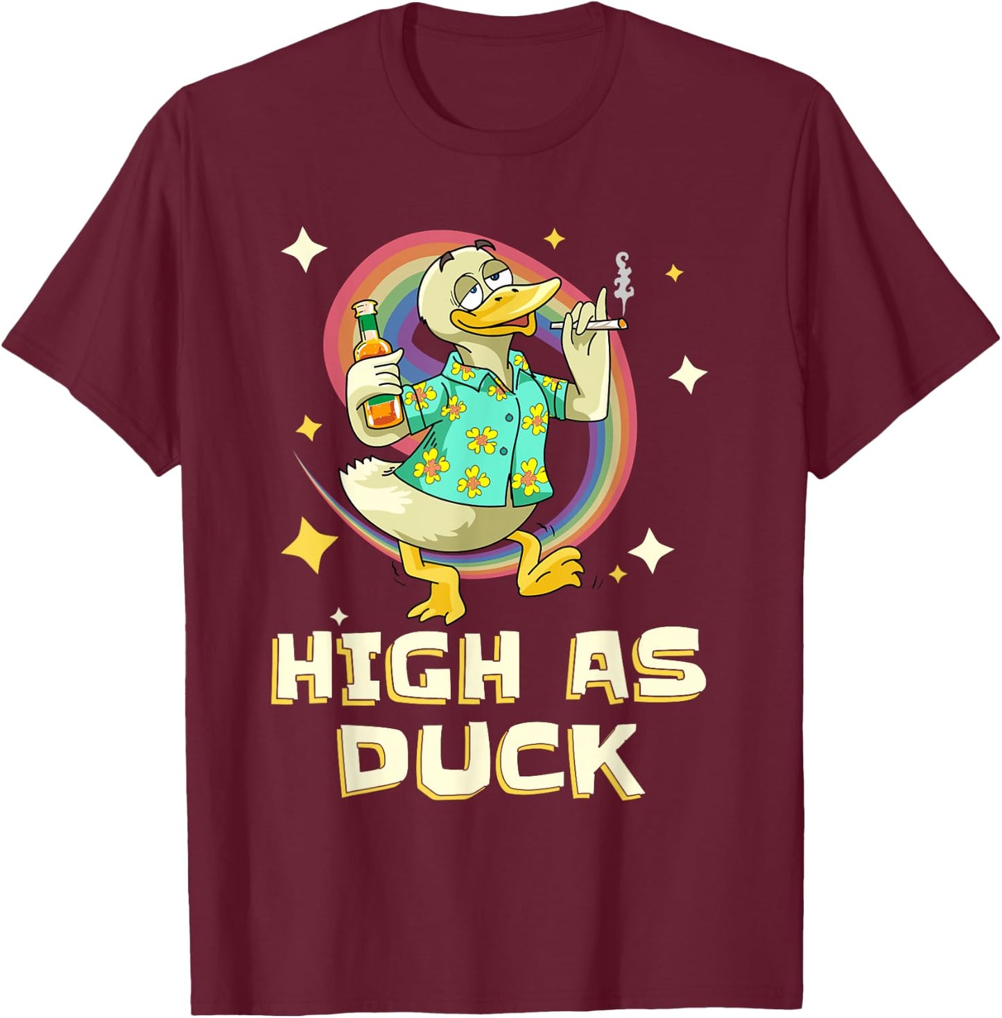 Grass Duck Weekend Cannabis Stiffer THC Joint Beer Weed T-Shirt - T-Shirt | Maroon