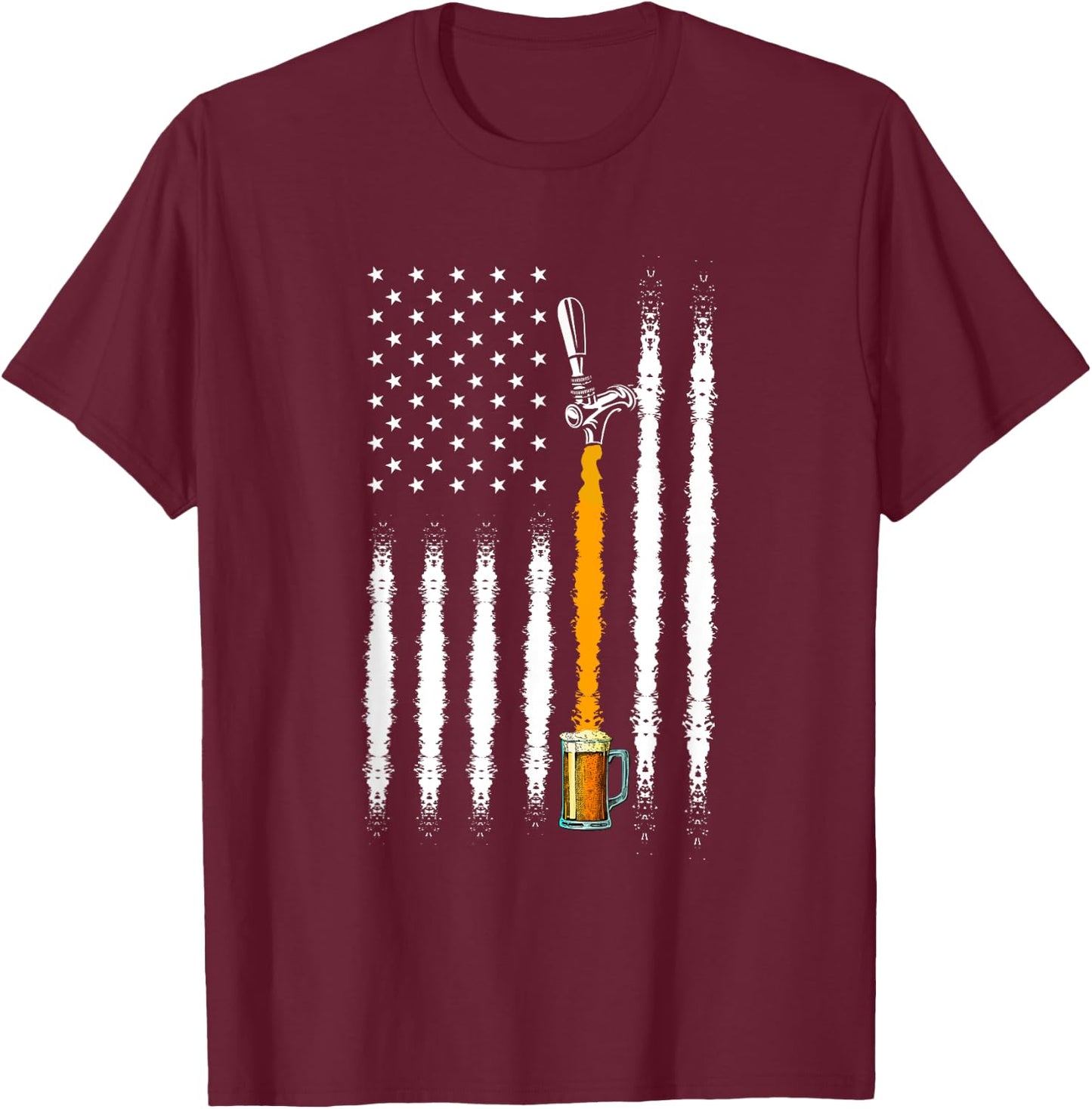 Patriotic US Flag American Brewery Craft Beer T-Shirt - T-Shirt | Maroon