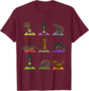 Yoga Dachshund Funny Meditation Dog Lover Zen Men Women T-Shirt - T-Shirt | Maroon